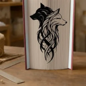 Livre plié – Motif loup yin-yang